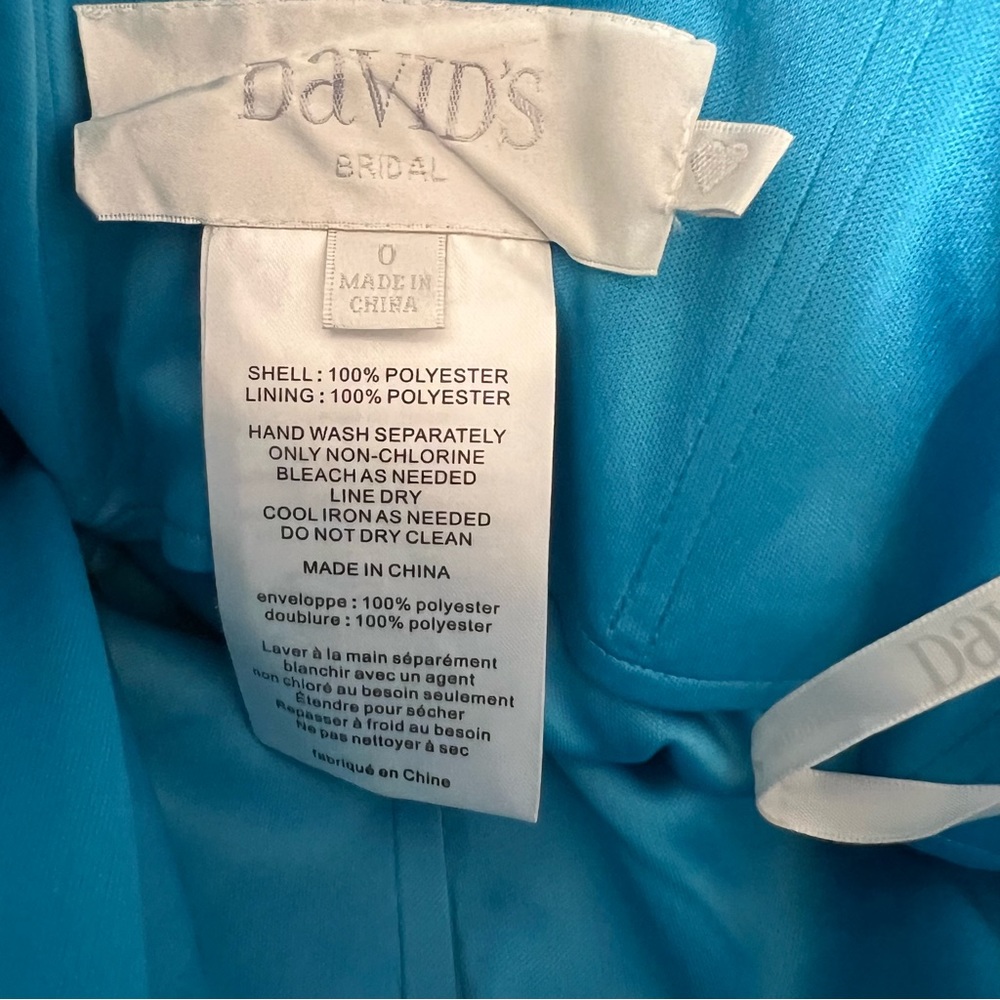 David’s Bridal dress turquoise strapless formal prom bridesmaid size 0 - Picture 11 of 11